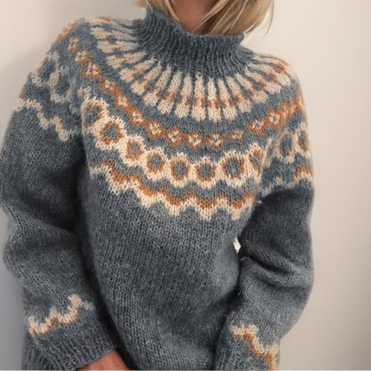 Gray fair isle high neck jumper