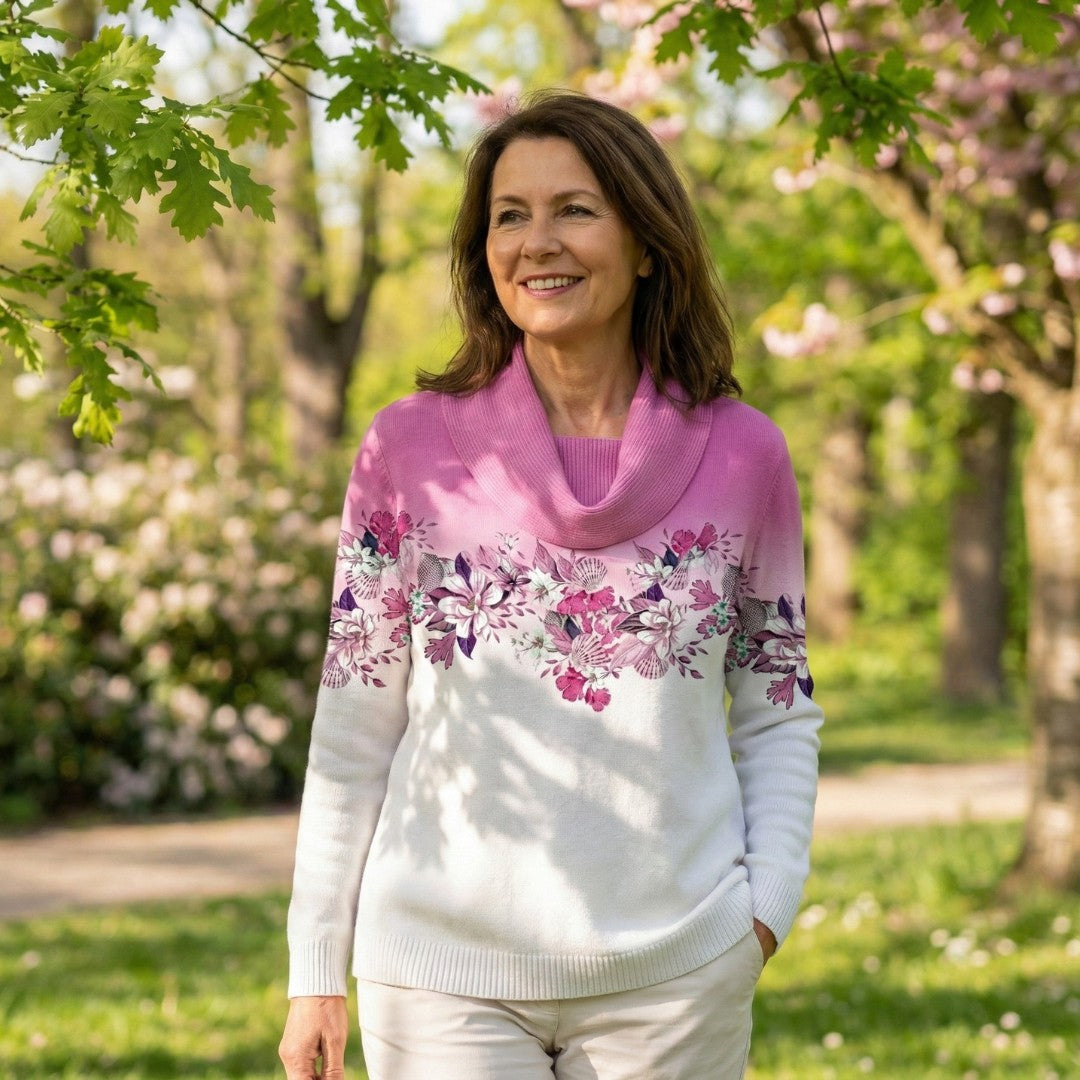 Lilac floral cowl neck jumper