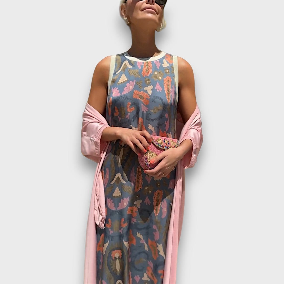 Floral maxi dress and cardigan set