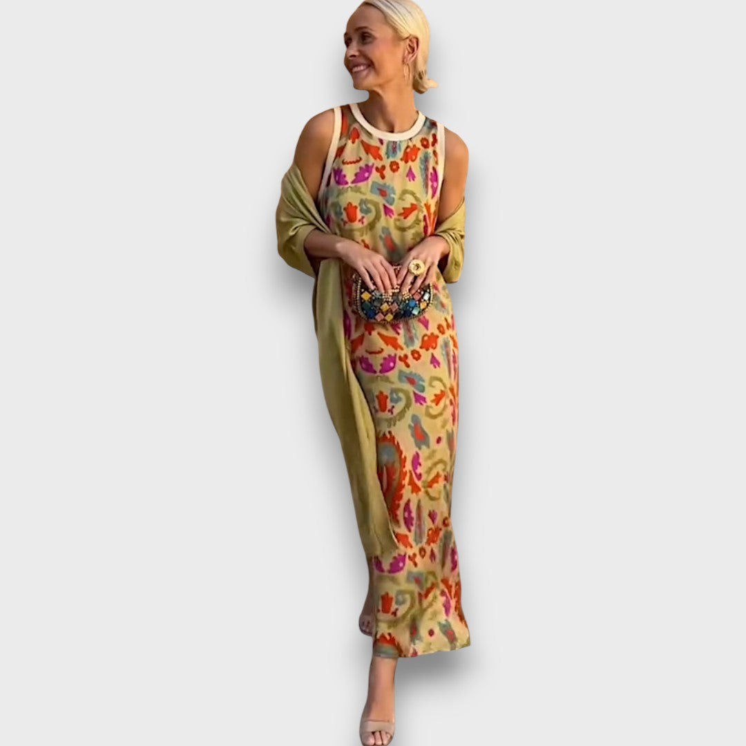 Style 3 floral maxi dress and cardigan set