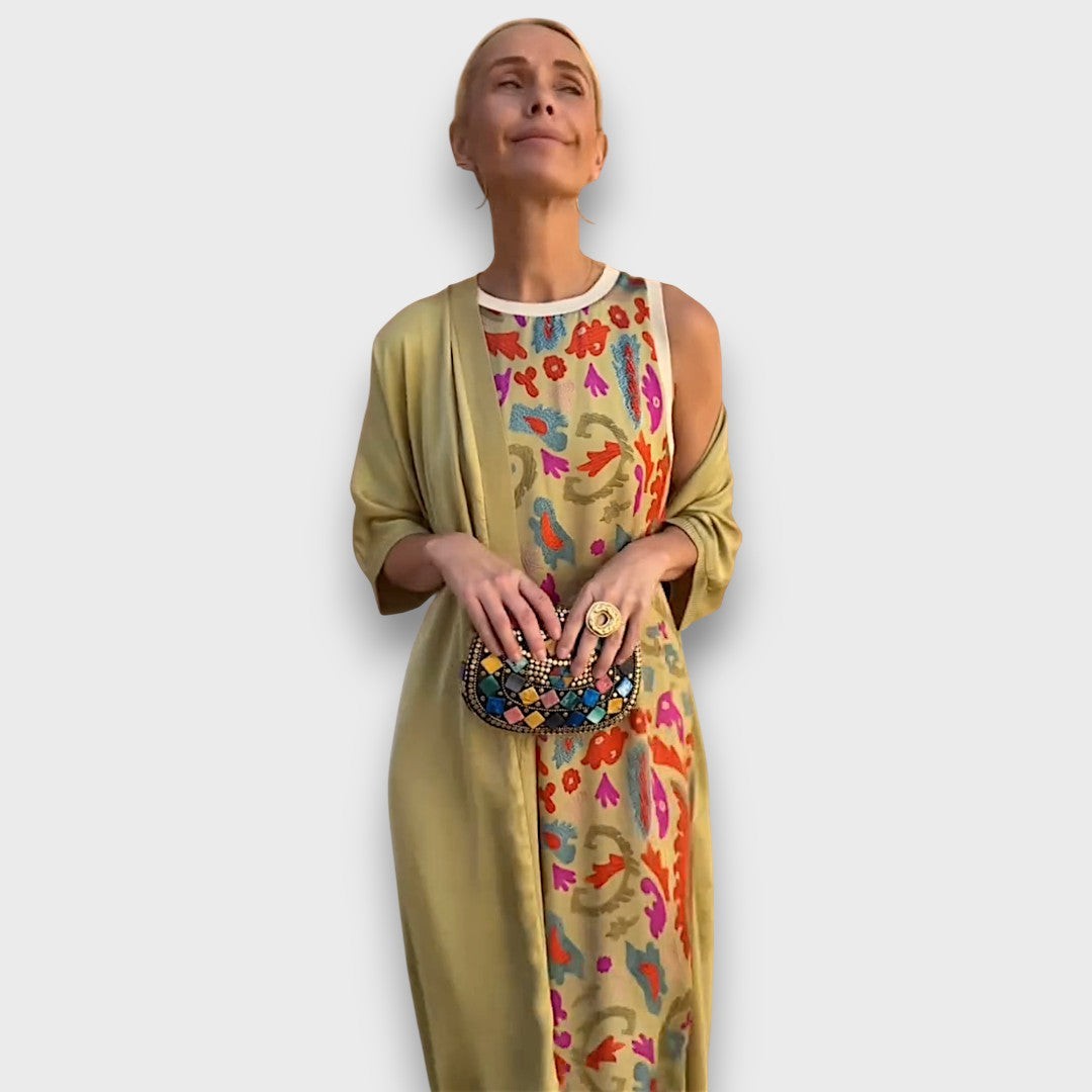 Floral maxi dress and cardigan set