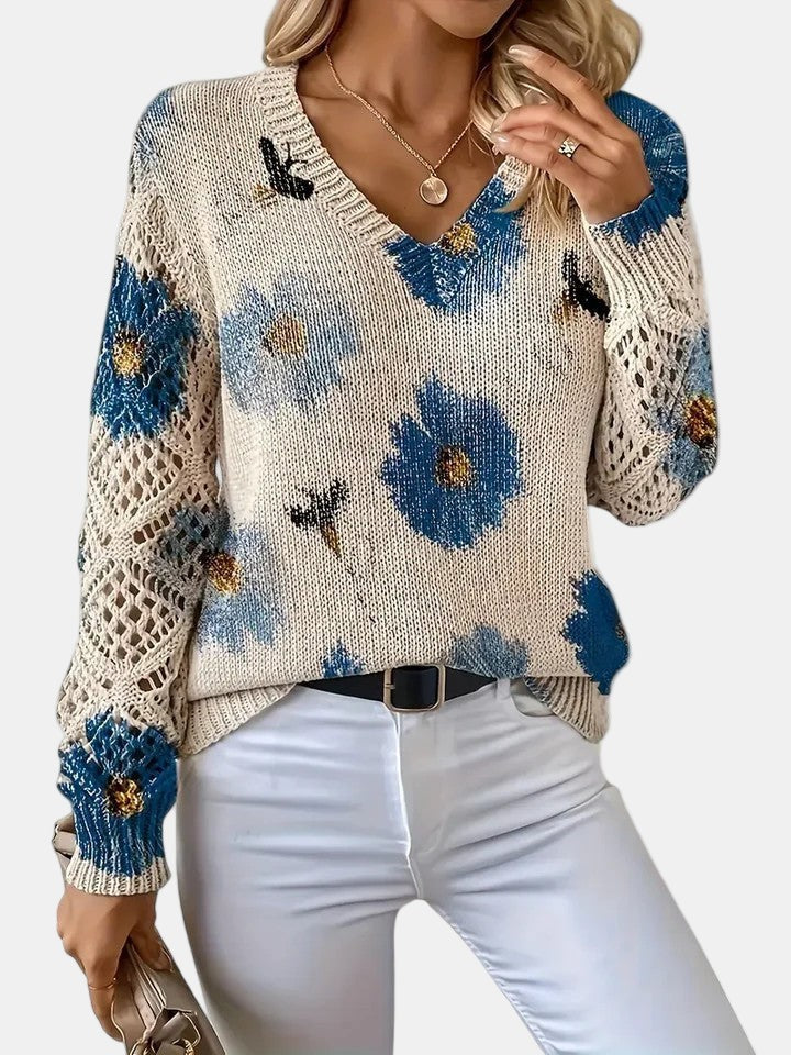 Floral v-neck jumper