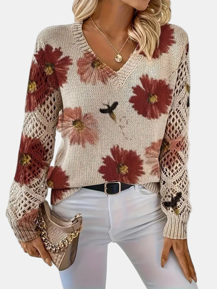 Floral v-neck jumper