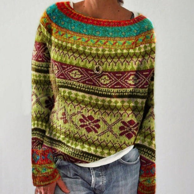 Light Green forest motif knit jumper