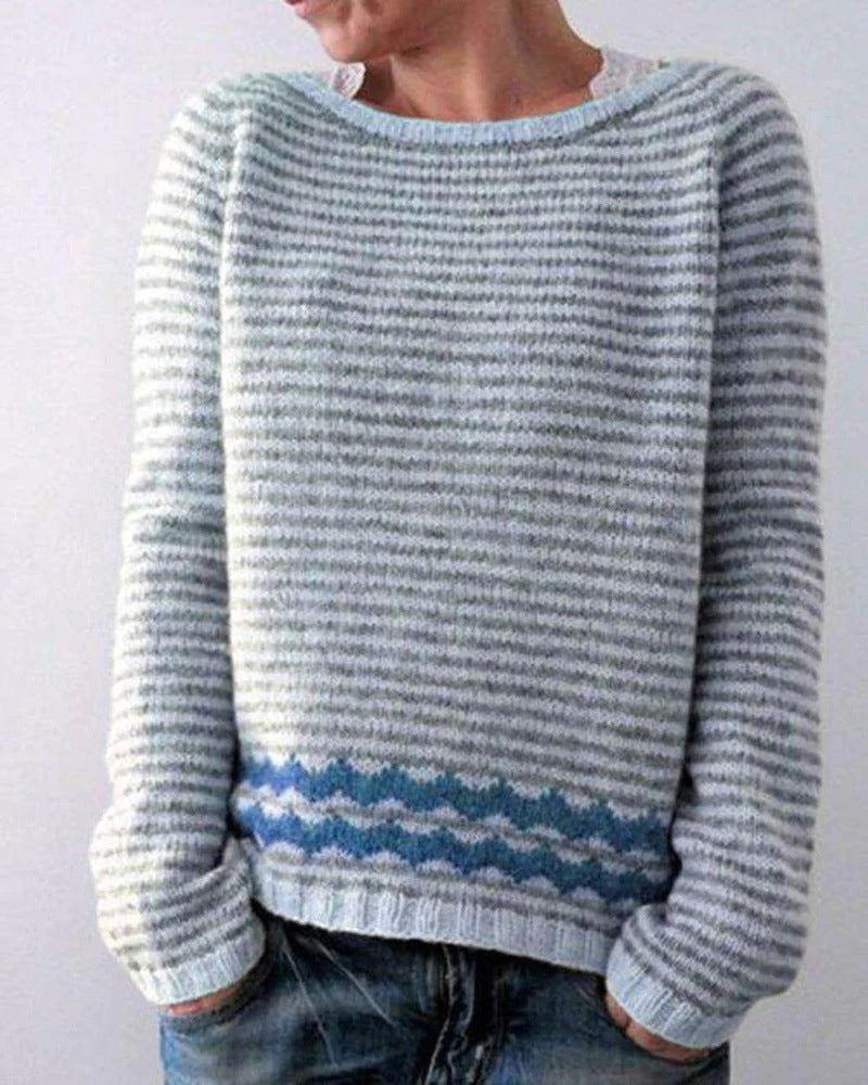 Grey forest motif knit jumper