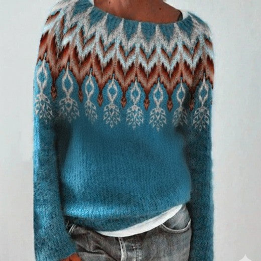 Light Blue forest motif knit jumper