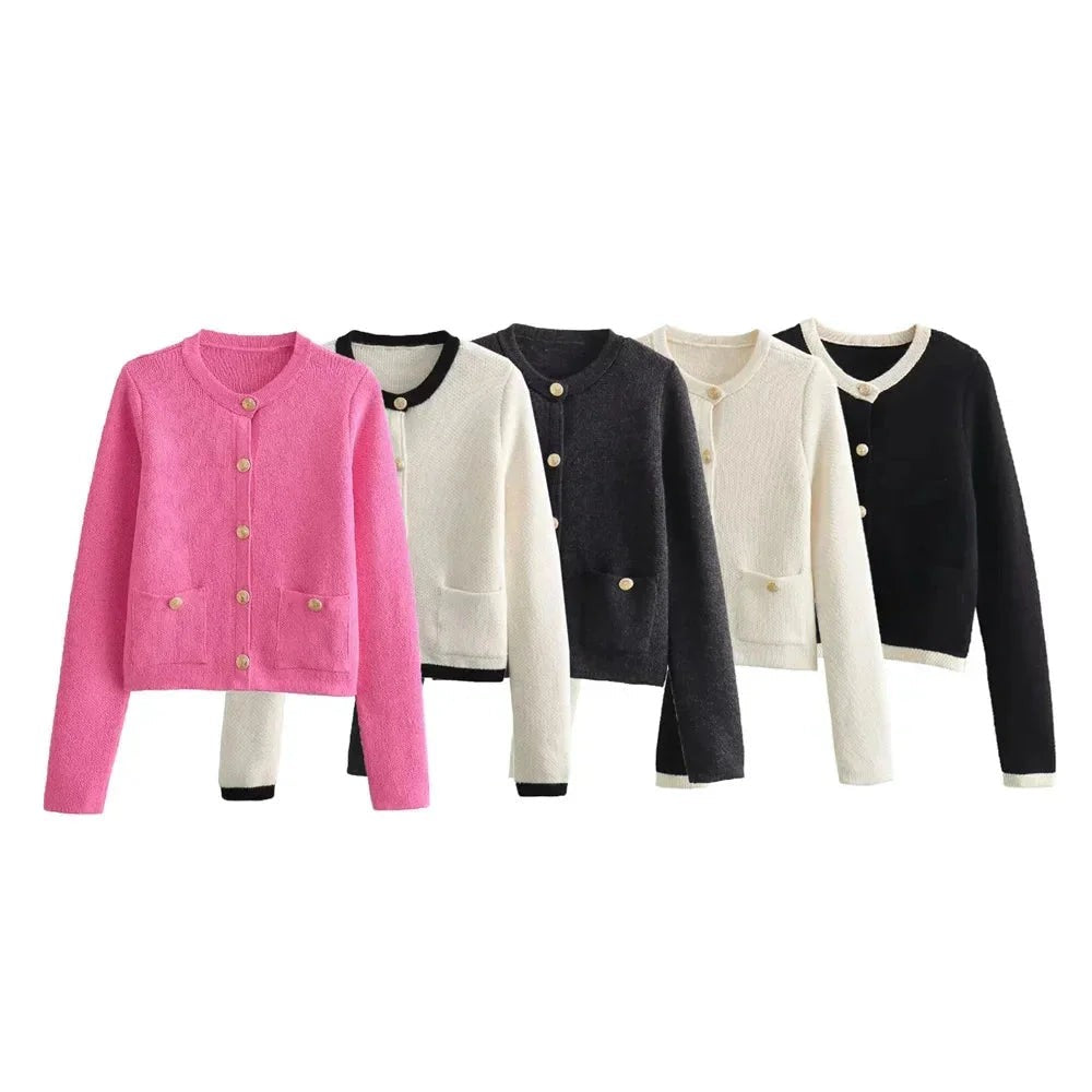 Gold button knit cardigan