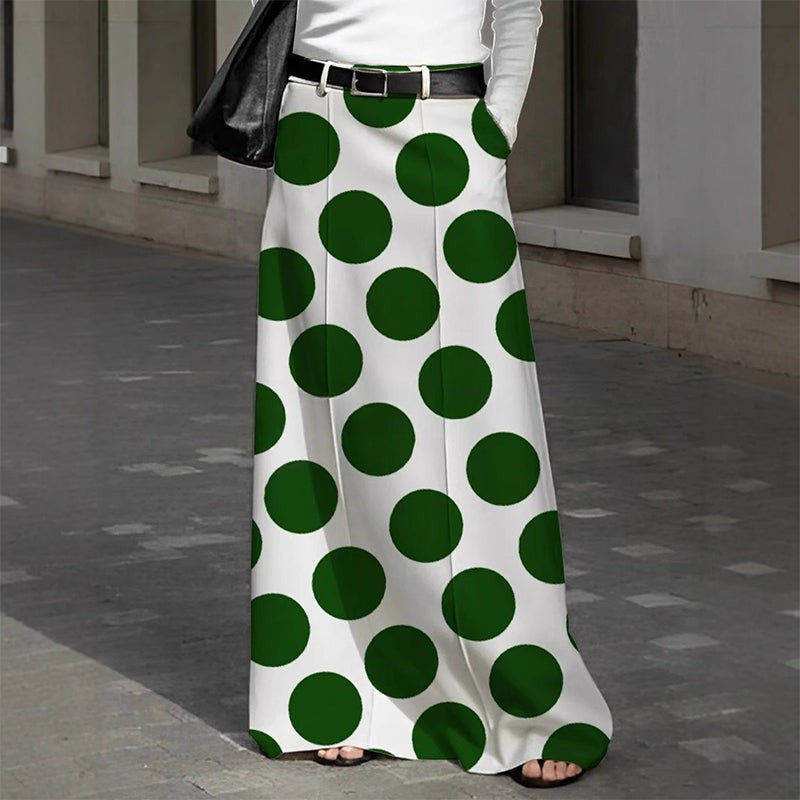 Green high waisted a-line maxi skirt