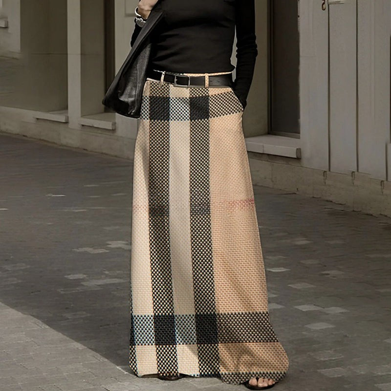 Brown high waisted a-line maxi skirt