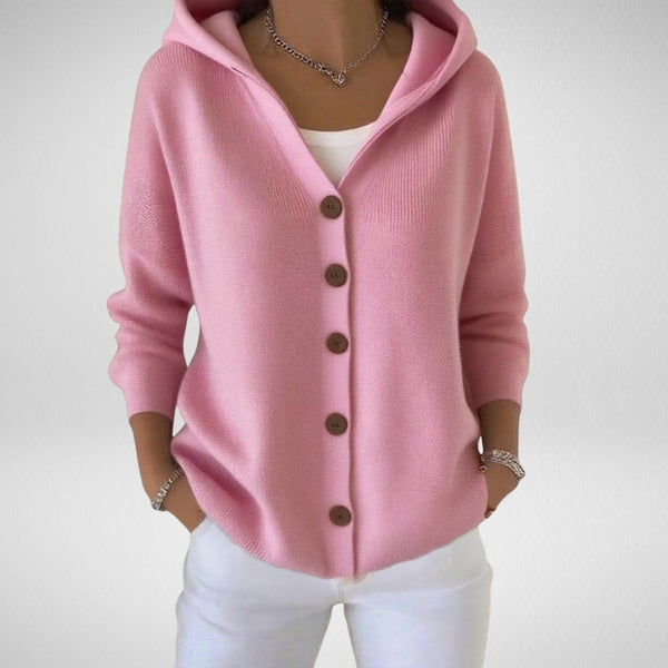 Hooded button knit cardigan