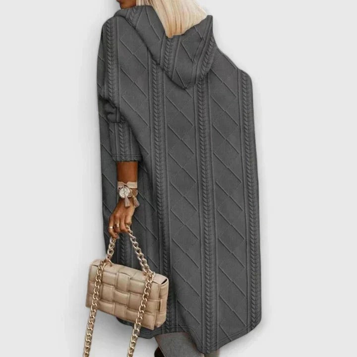 Gray hooded longline cardigan