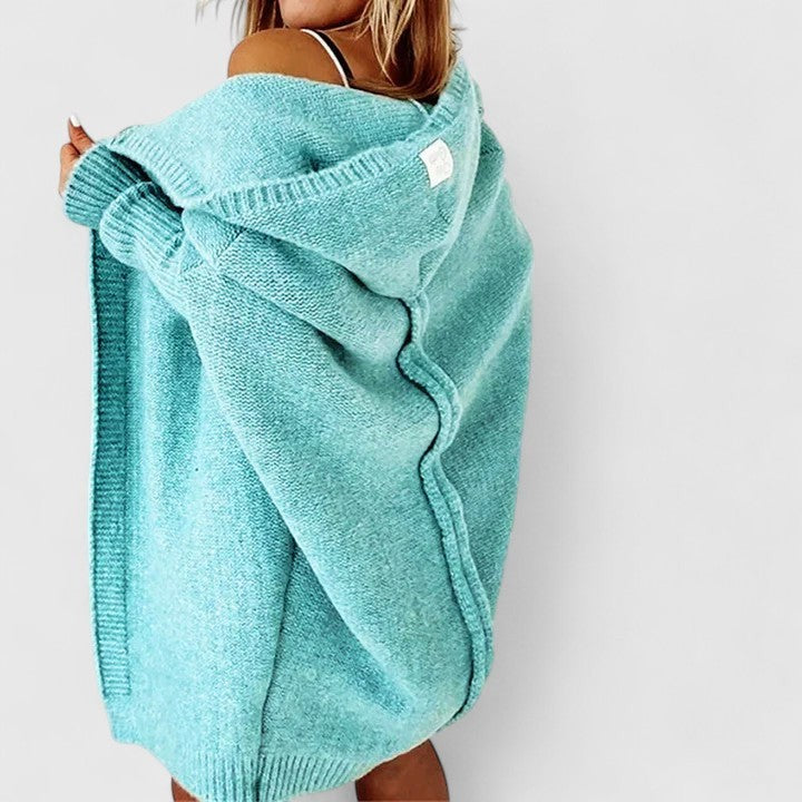 Hooded open-front cardigan