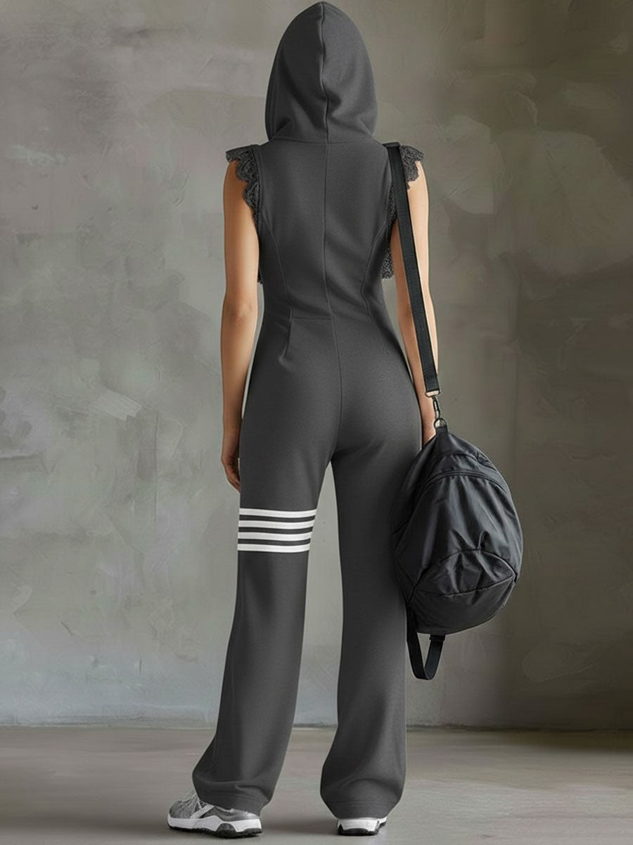 Hooded sleeveless jumpsuit