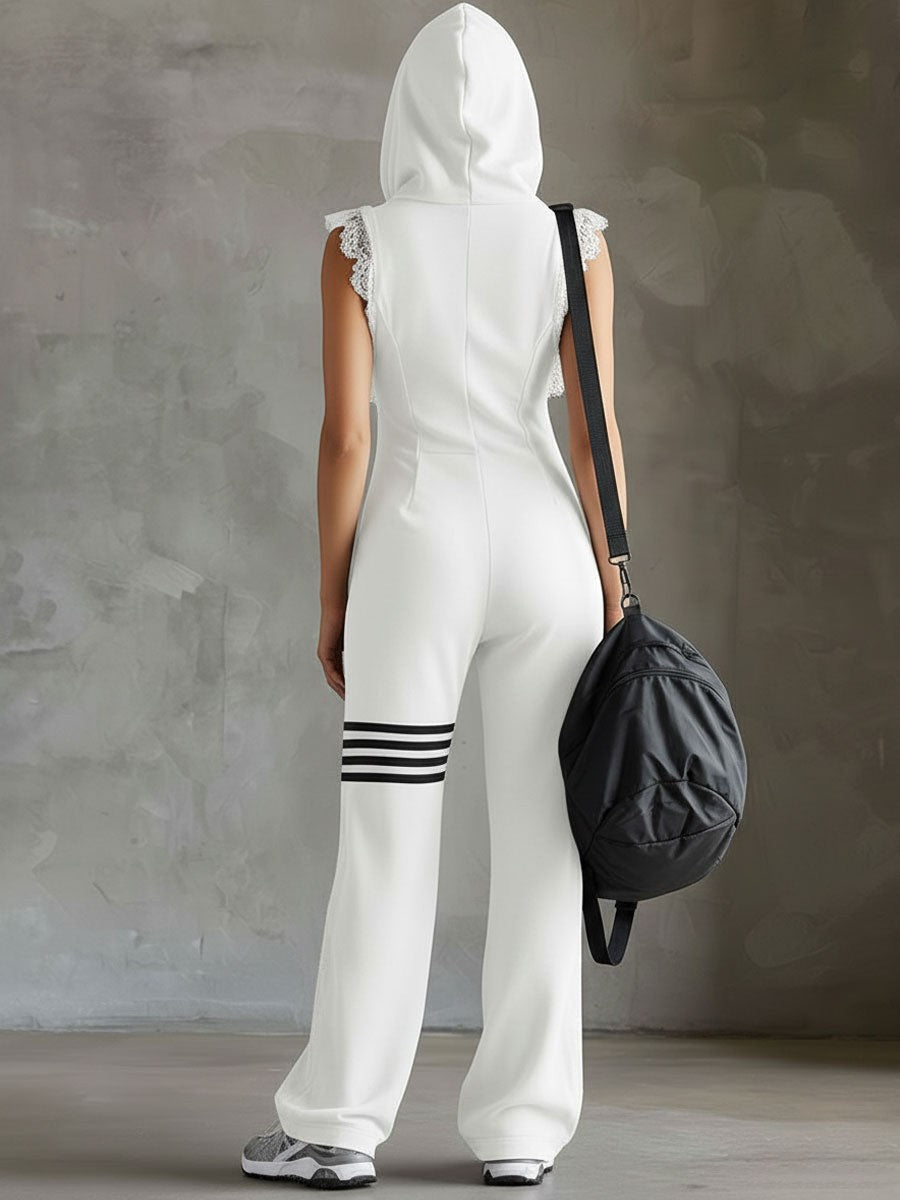 Hooded sleeveless jumpsuit