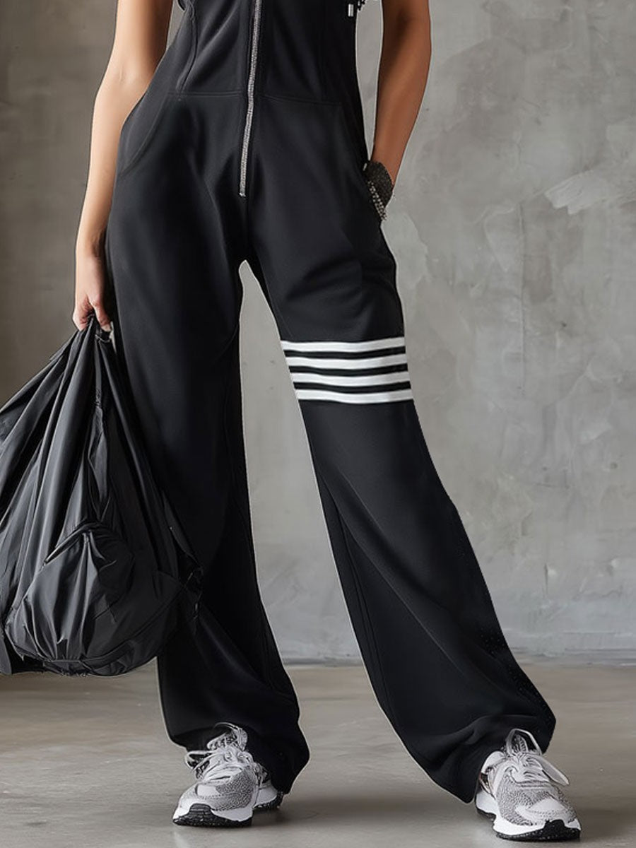 Hooded sleeveless jumpsuit