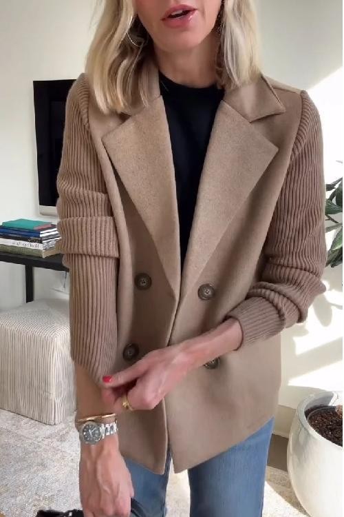 Knit-sleeve tailored blazer