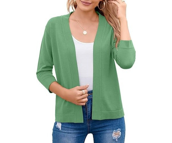 Fruit Green lightweight open-front cardigan