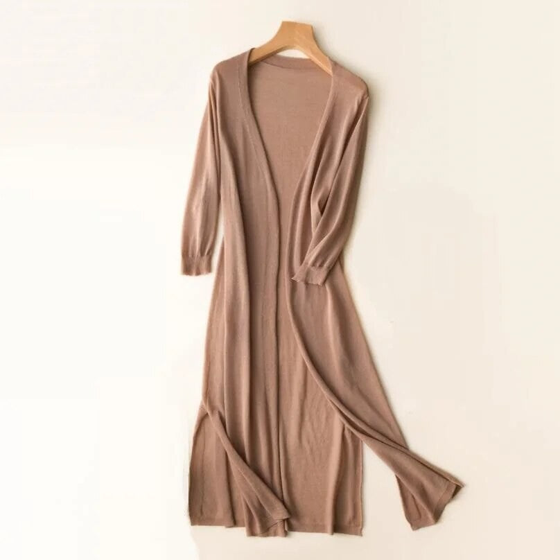 Longline open knit cardigan