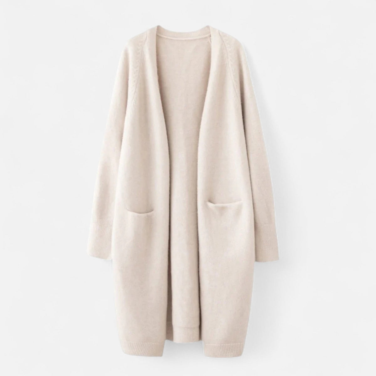 Beige longline pocket cardigan