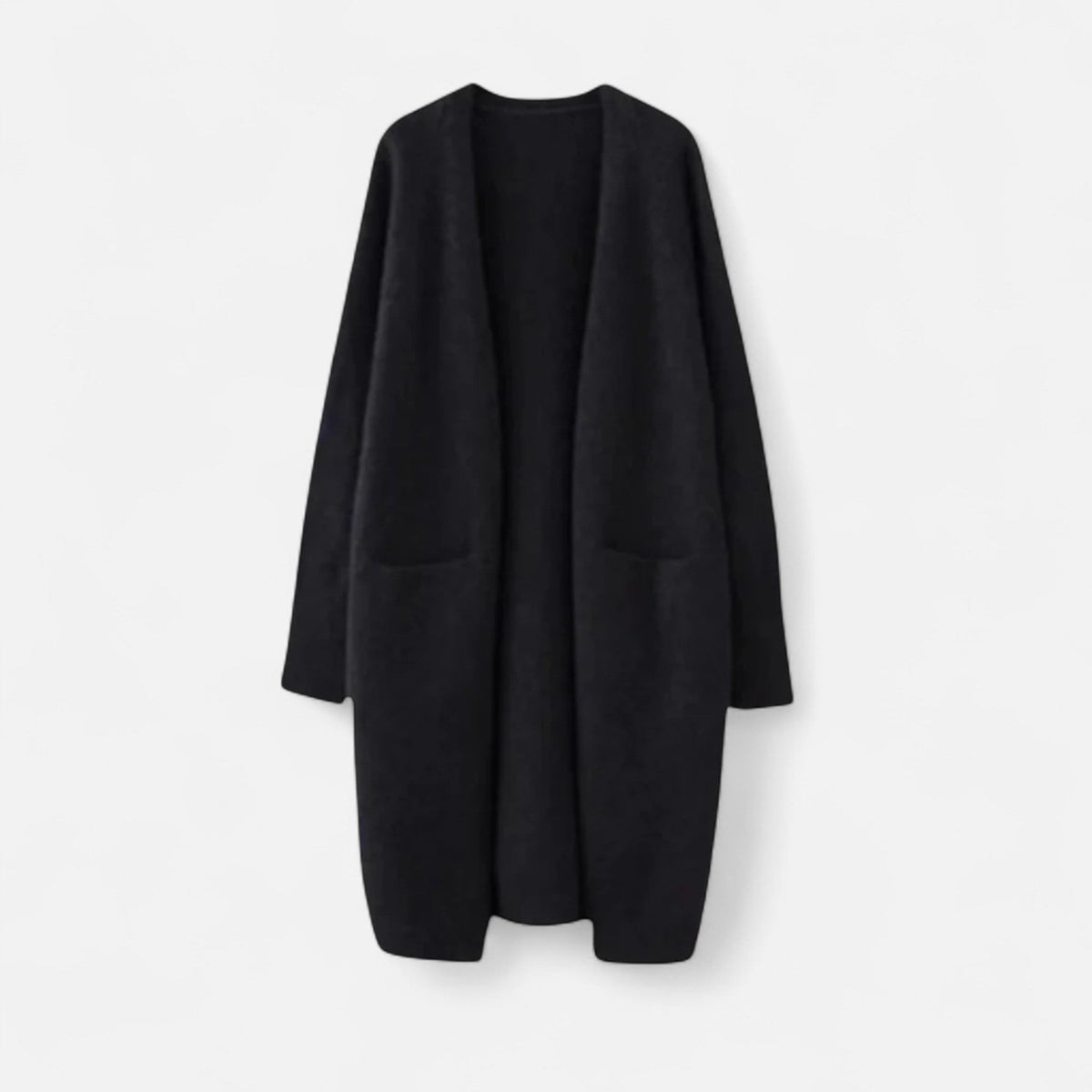 Black longline pocket cardigan