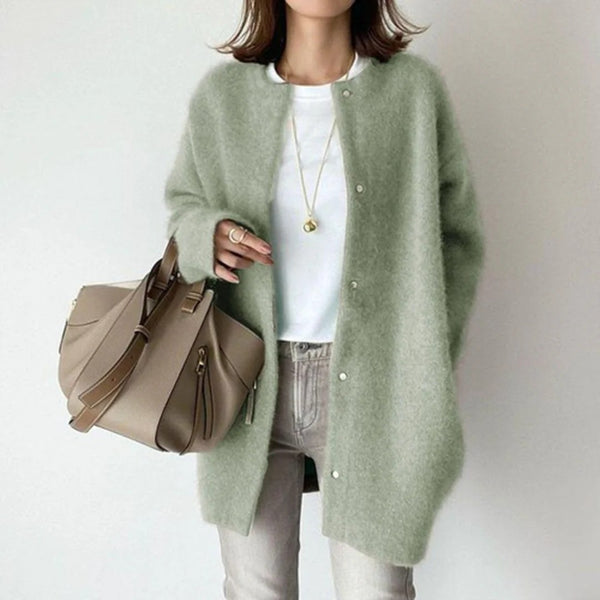 Green longline relaxed knit cardigan