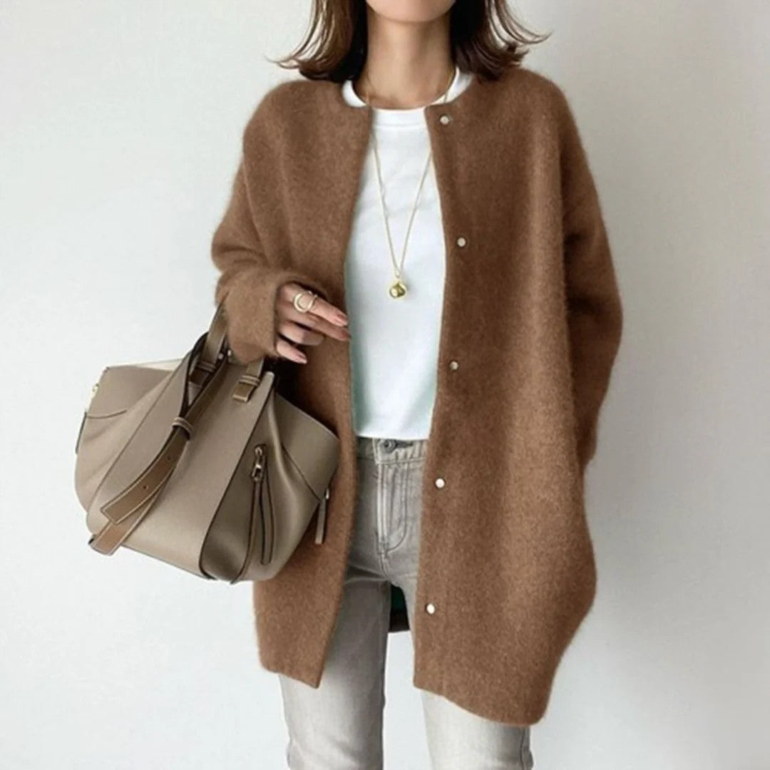 Caramel longline relaxed knit cardigan