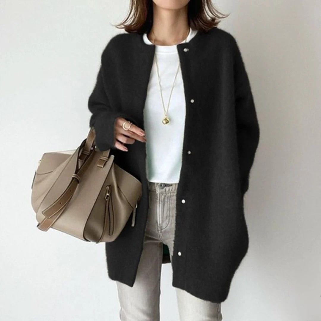 Black longline relaxed knit cardigan