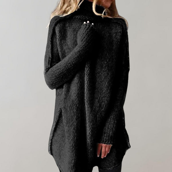 Black longline roll neck jumper