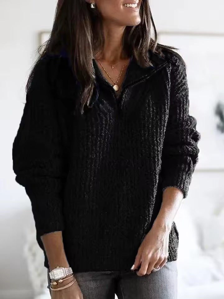 Black marled quarter zip jumper
