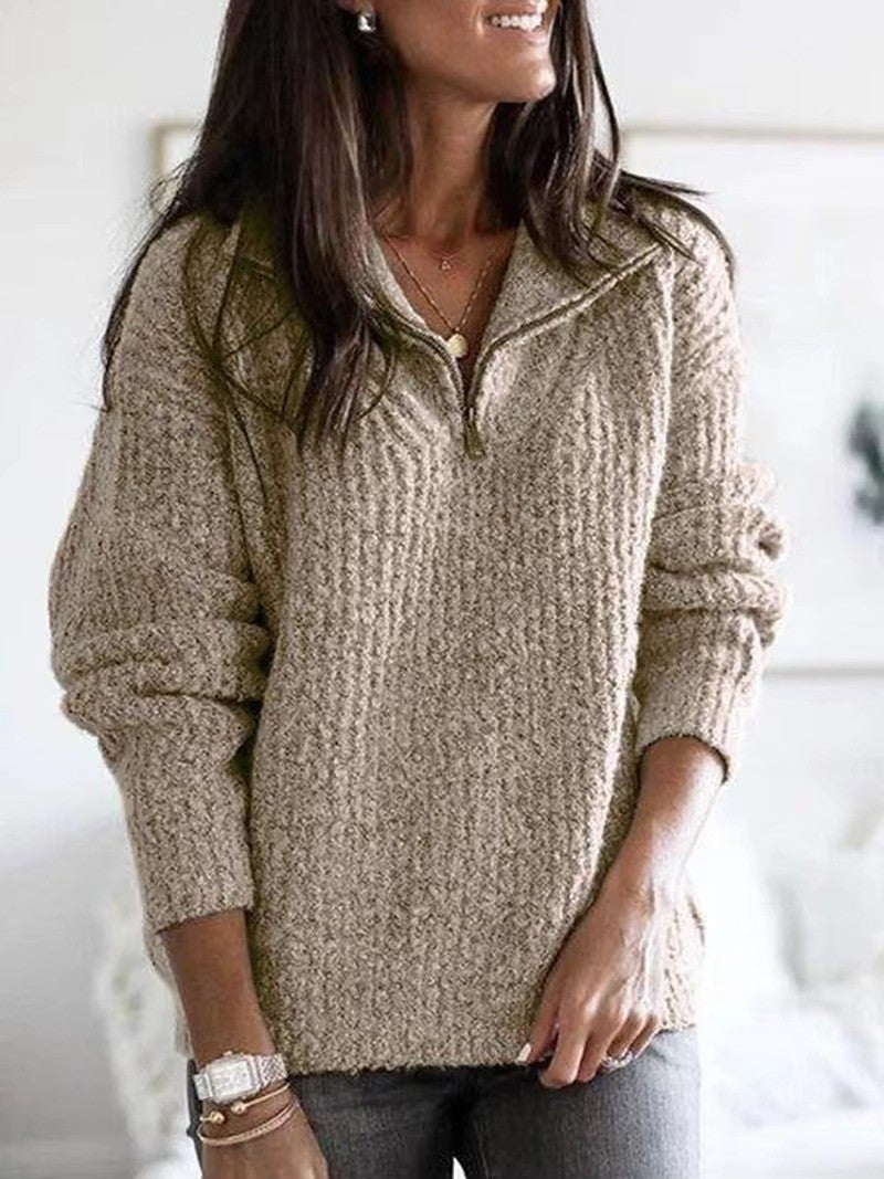 Khaki marled quarter zip jumper