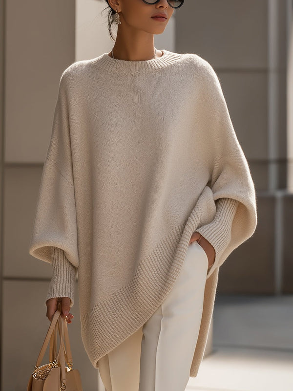 Merino wool asymmetric jumper