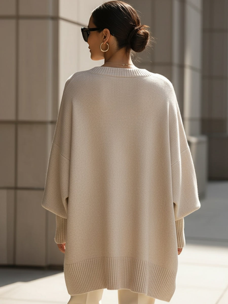 Merino wool asymmetric jumper