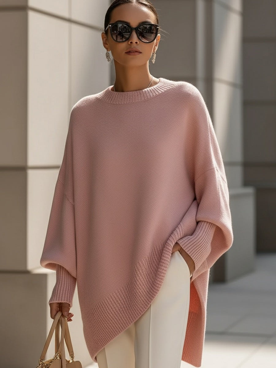 Merino wool asymmetric jumper