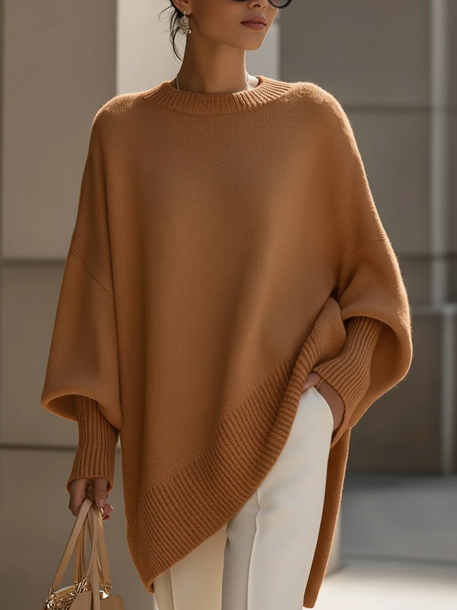 Merino wool asymmetric jumper