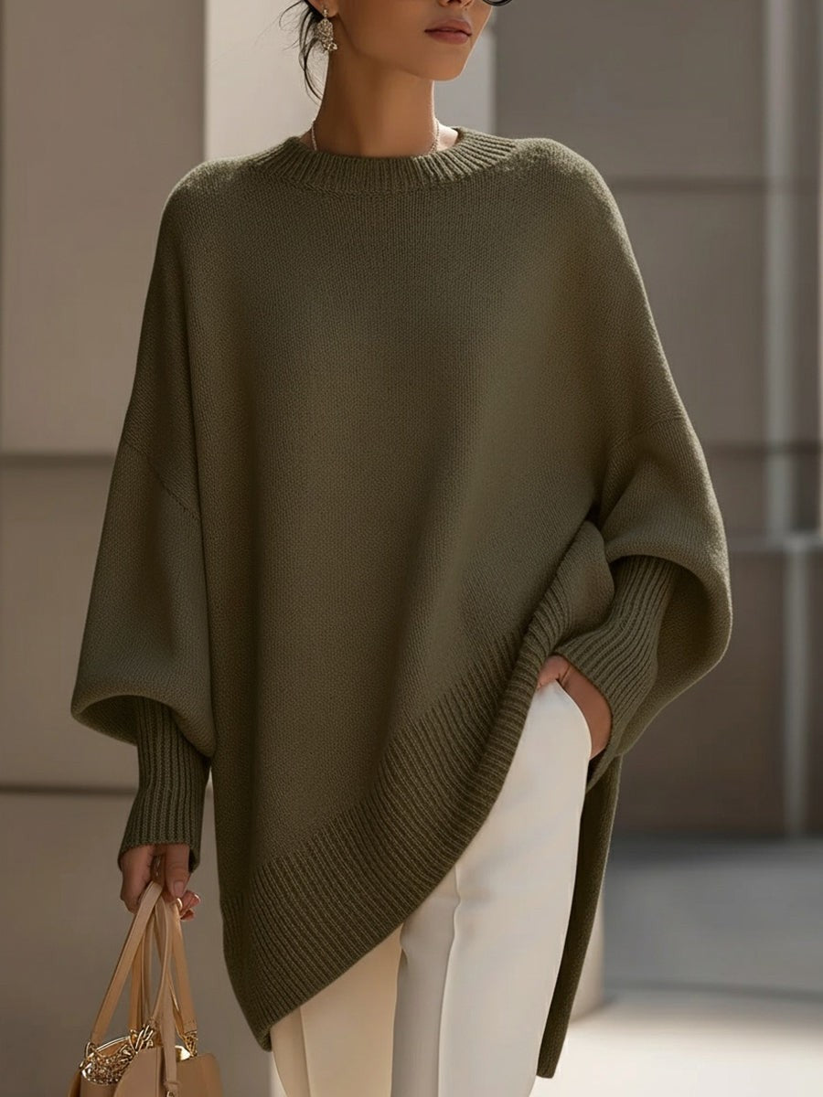 Merino wool asymmetric jumper