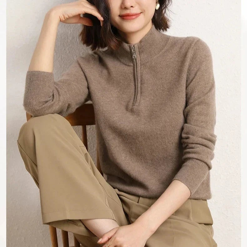 Merino wool half zip jumper