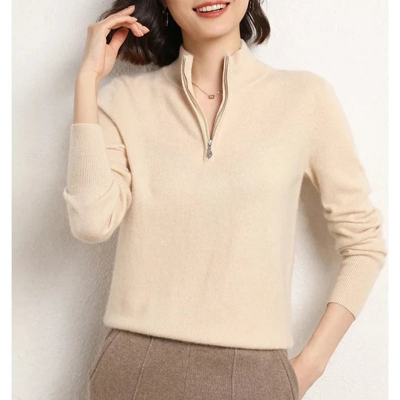 Merino wool half zip jumper
