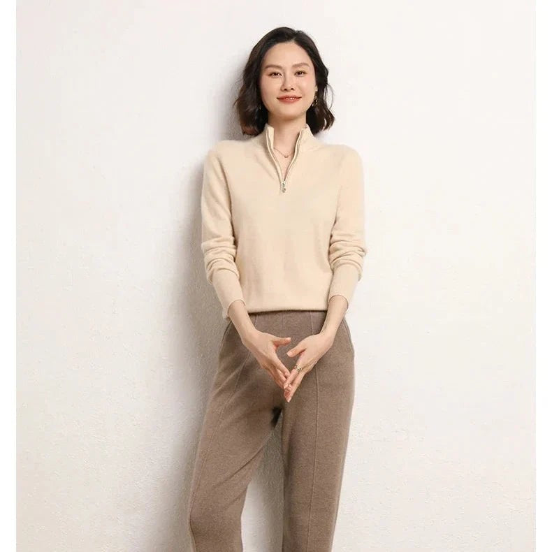 Merino wool half zip jumper