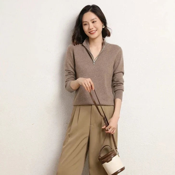 Merino wool half zip jumper
