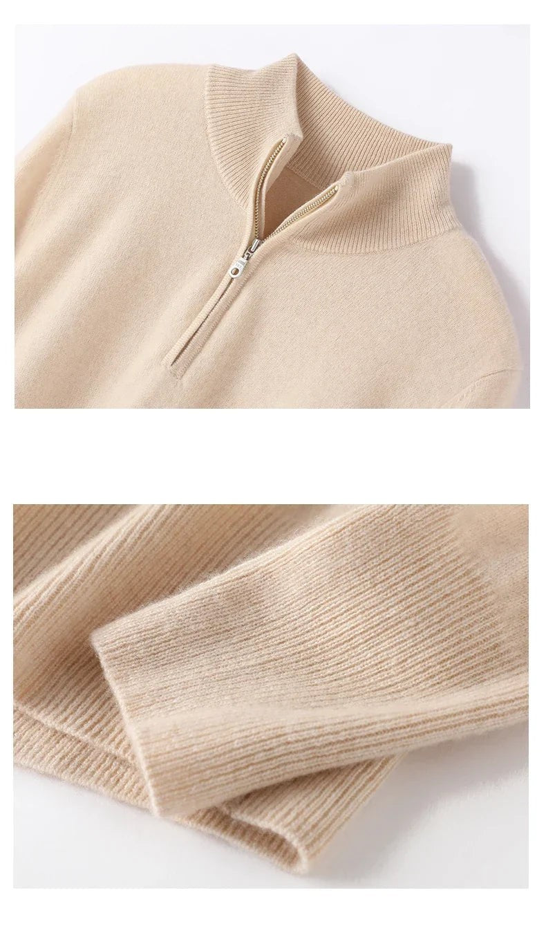 Merino wool half zip jumper