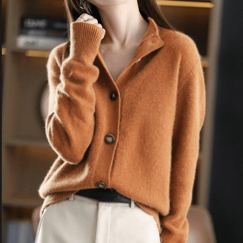 Mock neck button cardigan