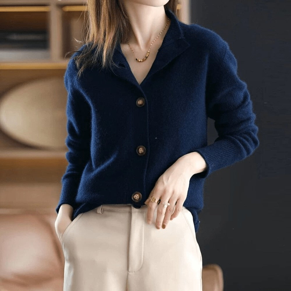 Mock neck button cardigan