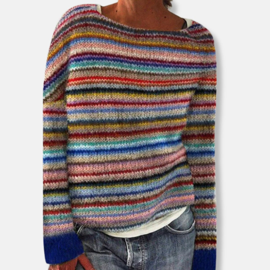 Blue multicolour patterned knit jumper