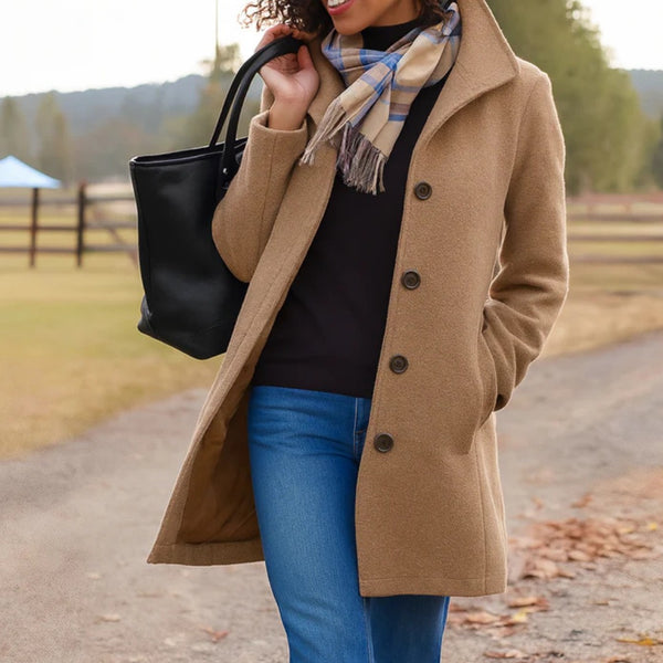 Khaki notch-collar wool coat