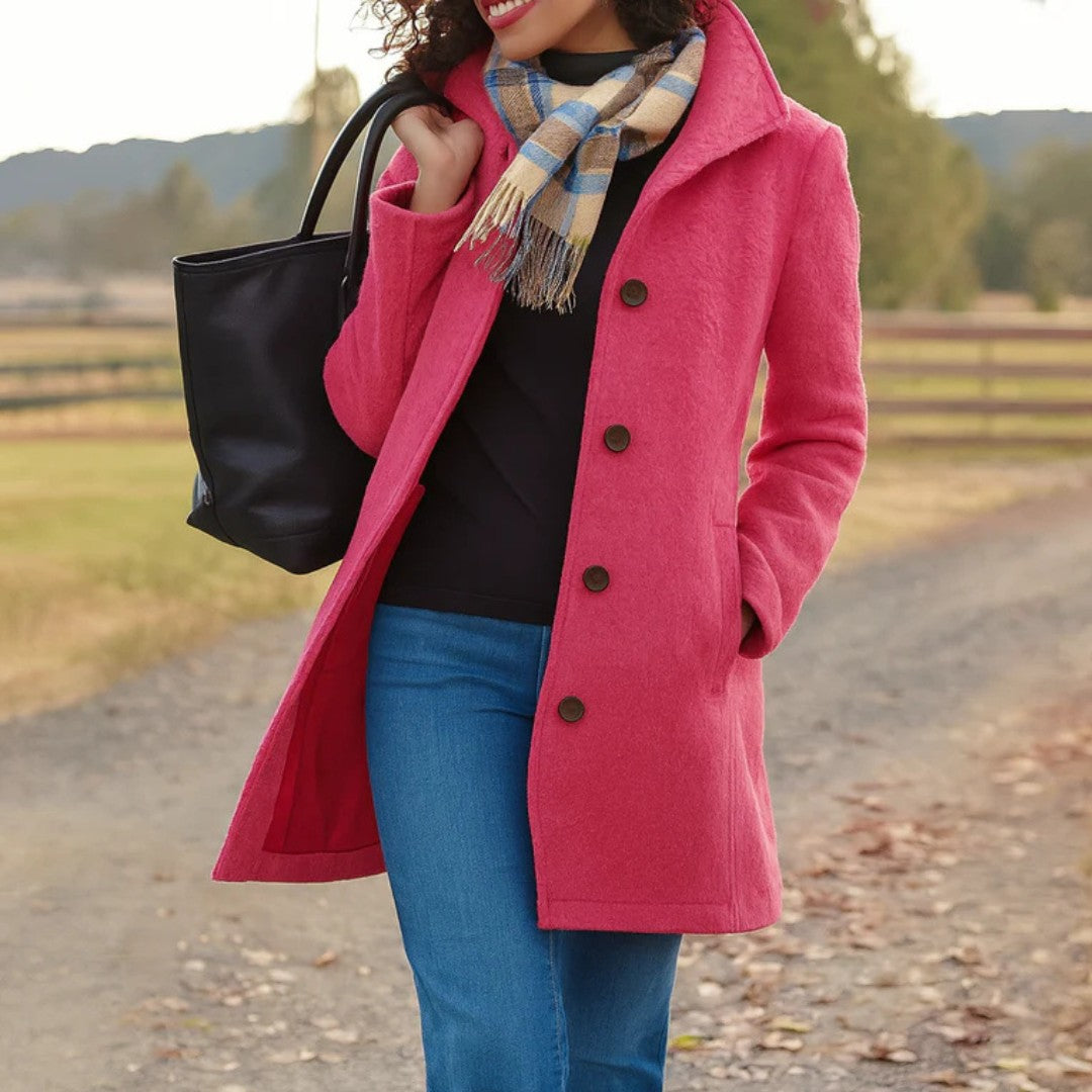 Pink notch-collar wool coat