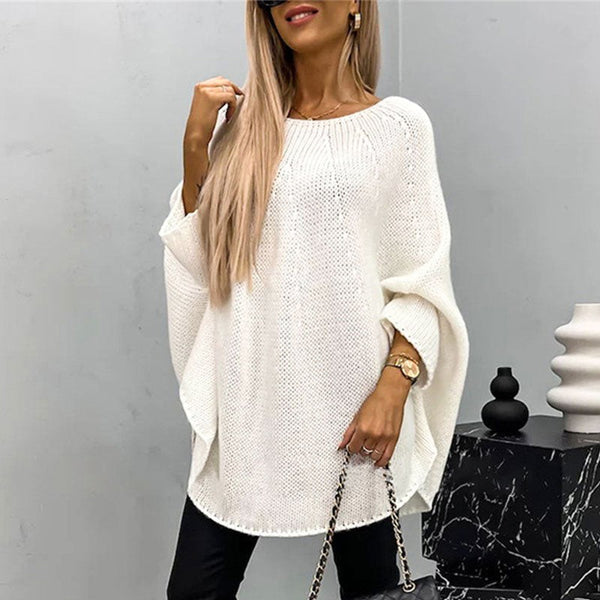 White oversized batwing knit jumper