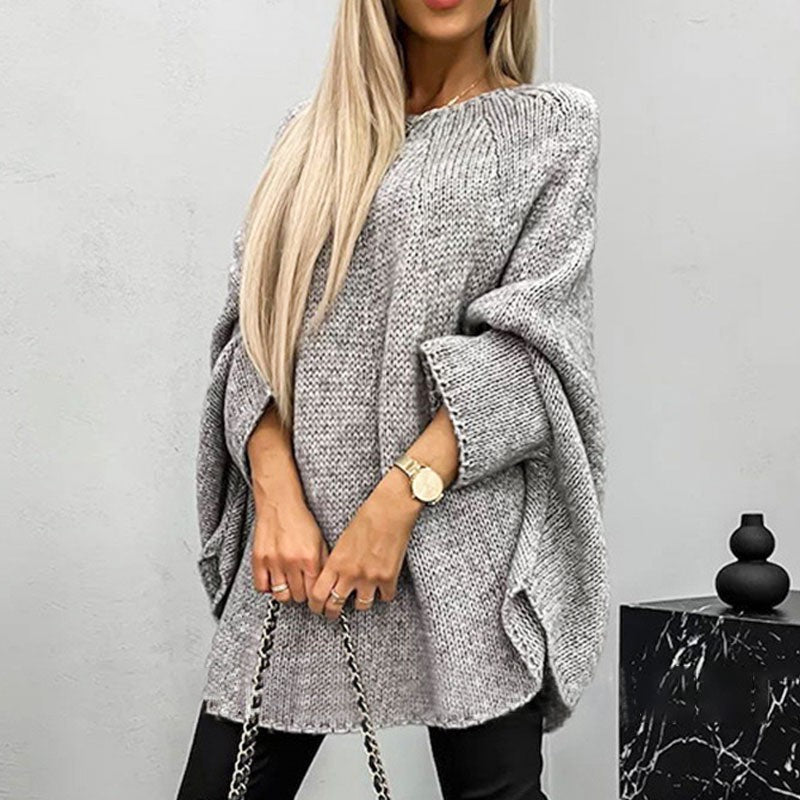 Gray oversized batwing knit jumper