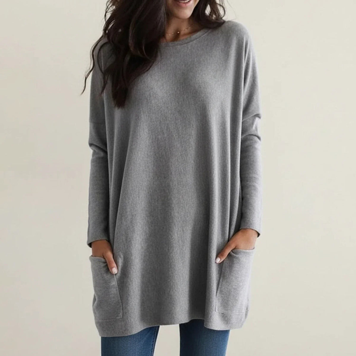 Gray oversized longline jumper