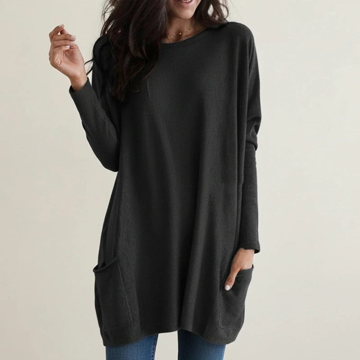 Black oversized longline jumper