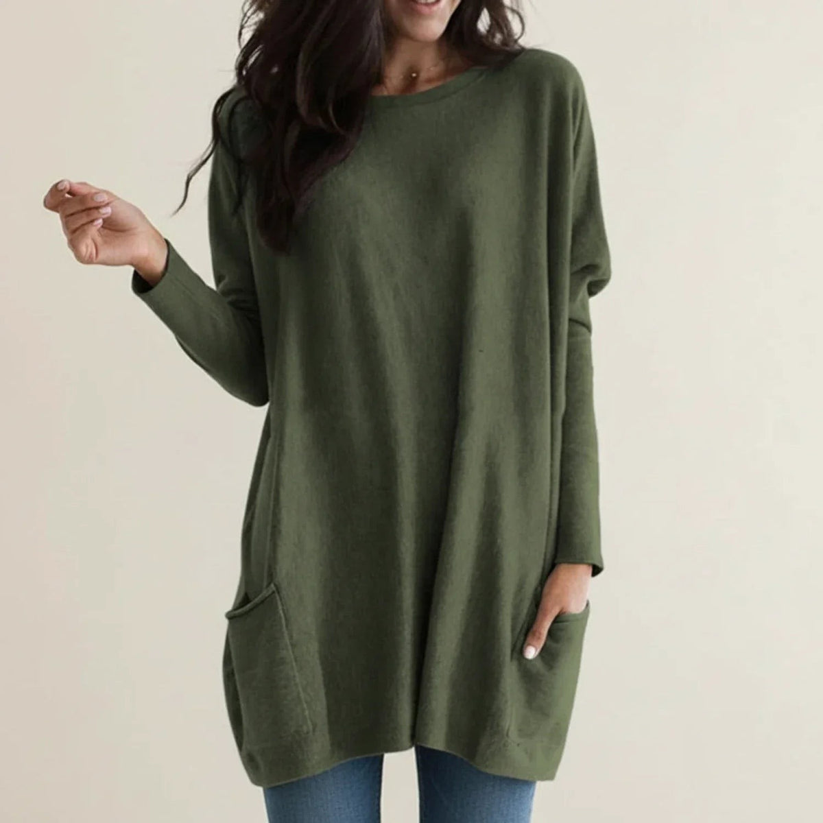 Green oversized longline jumper